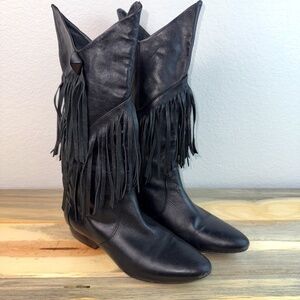 Pour La Victoire Black Fringe Heeled Boots